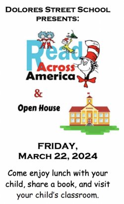 Flyer for March 22nd 11:30 Read Across America Event,  with pictures